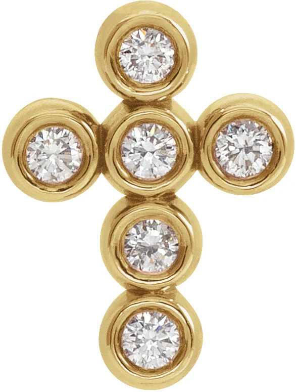 Bezel-Set Cross Necklace or Pendant in 14K Yellow Gold | Haejin Jewelry Brooklyn