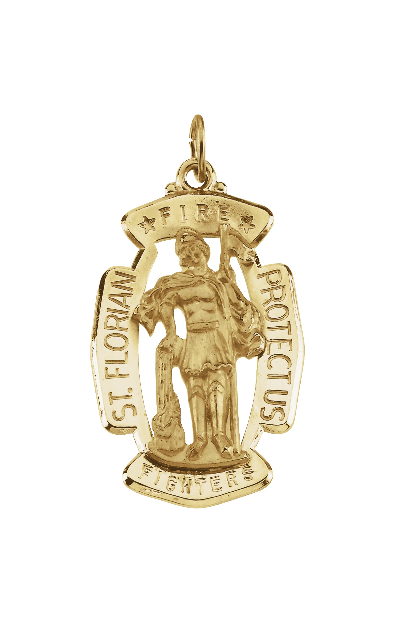 St. Florian Medal Necklace or Pendant in 14K Yellow Gold | Haejin Jewelry Brooklyn