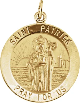 St. Patrick Medal Necklace or Pendant in 14K Yellow Gold | Haejin Jewelry Brooklyn