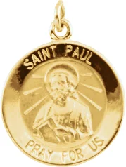 St. Paul the Apostle Medal Necklace or Pendant in 14K Yellow Gold | Haejin Jewelry Brooklyn