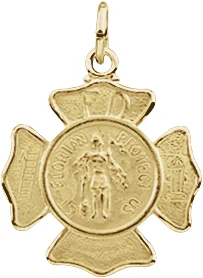 St. Florian Medal Necklace or Pendant in 14K Yellow Gold | Haejin Jewelry Brooklyn