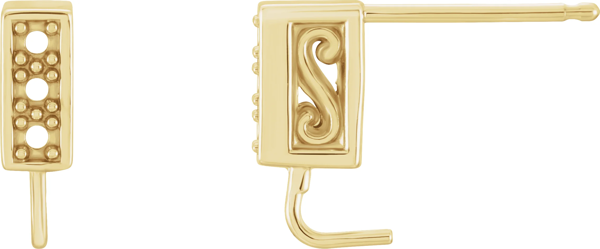 Accented Scroll Earring Top engagement ring setting