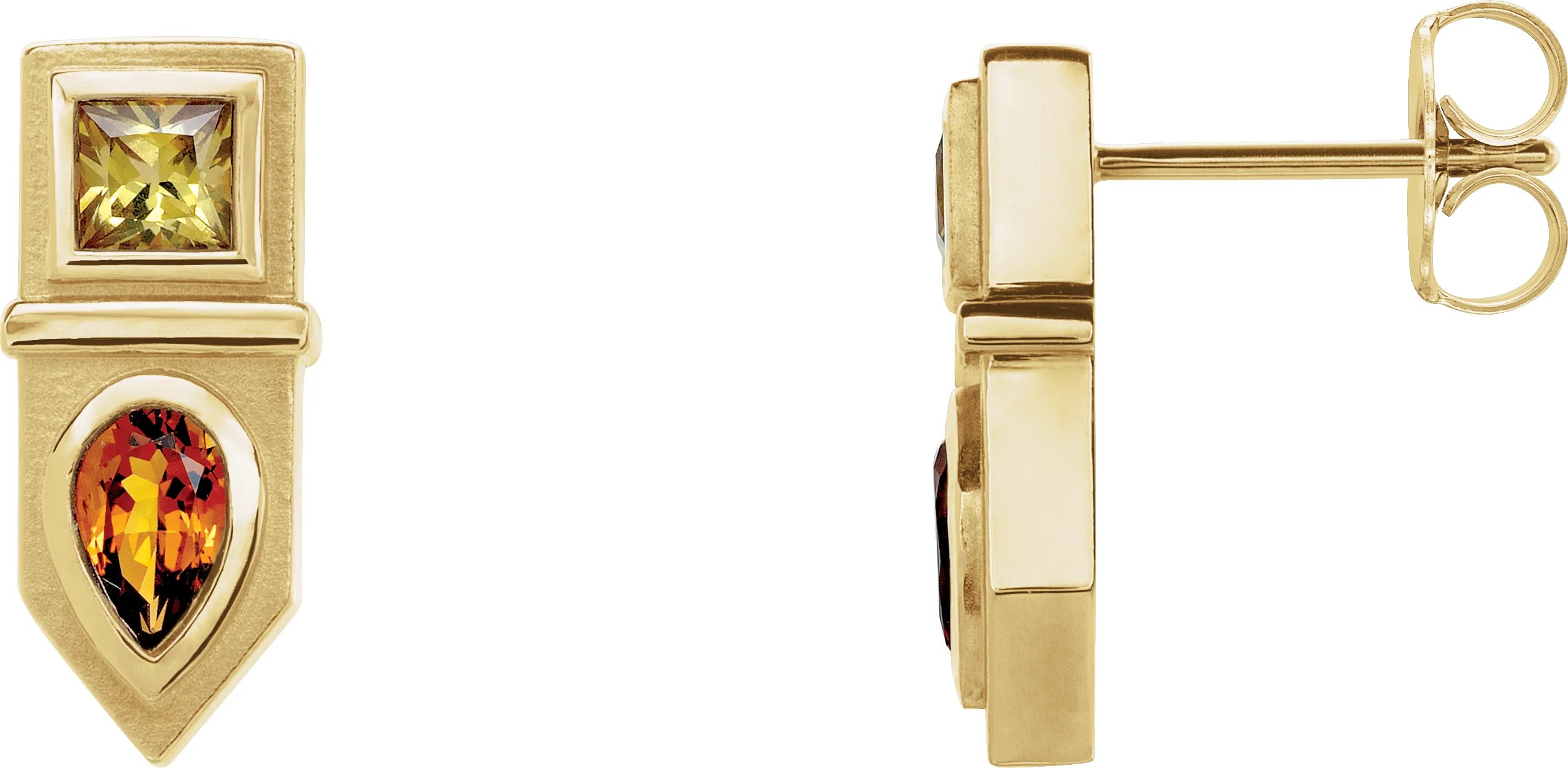Geometric Bar Earrings in 14K Yellow Gold | Haejin Jewelry Brooklyn
