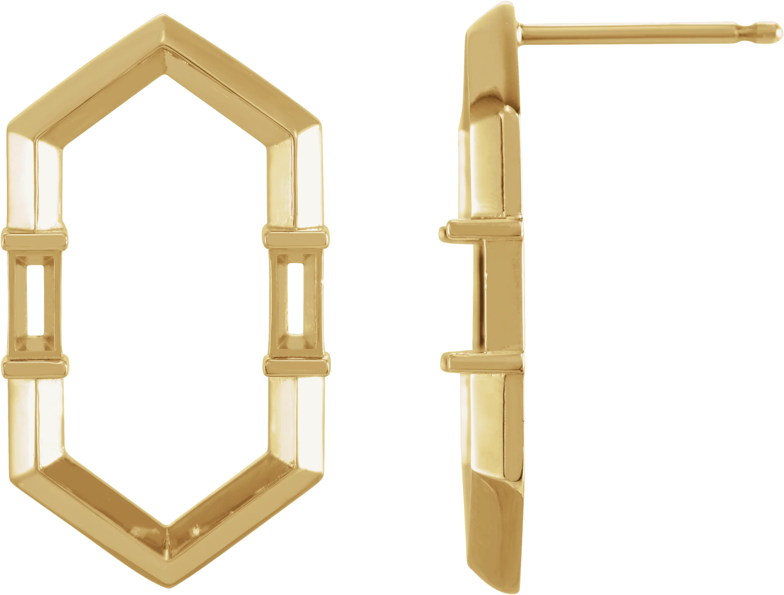 Geometric Earrings in 14K Yellow Gold | Haejin Jewelry Brooklyn