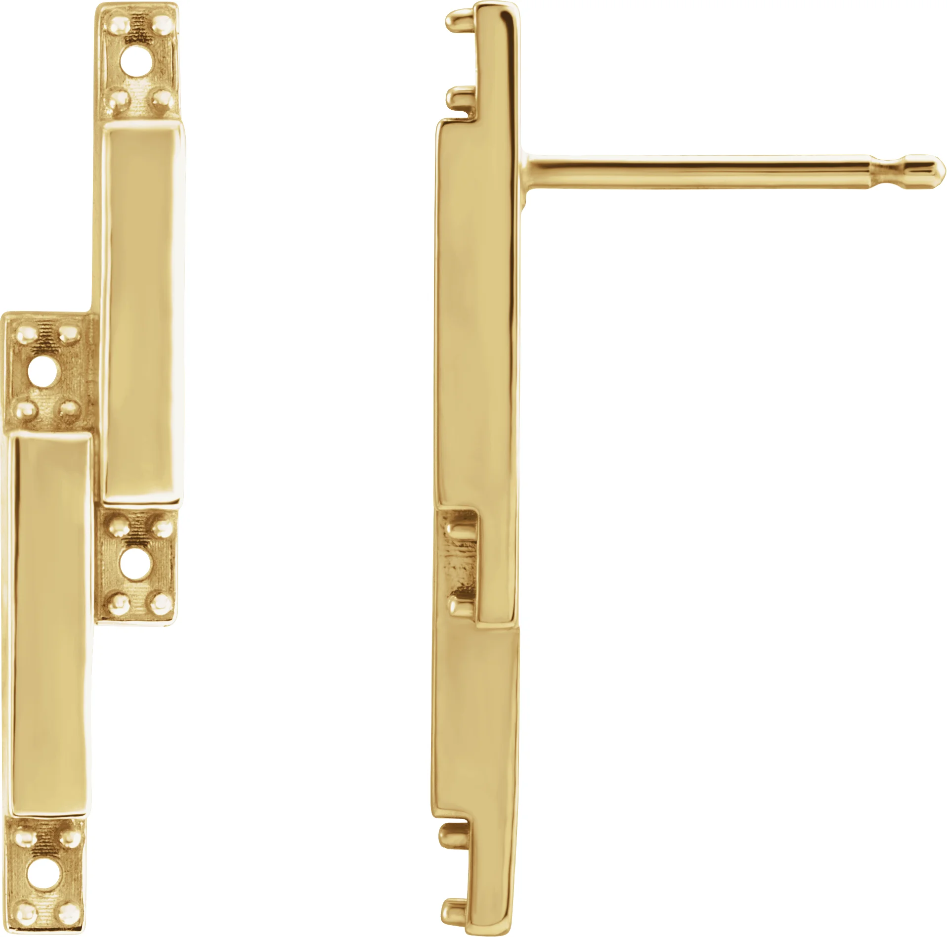 Accented Bar Earrings in 14K Yellow Gold | Haejin Jewelry Brooklyn