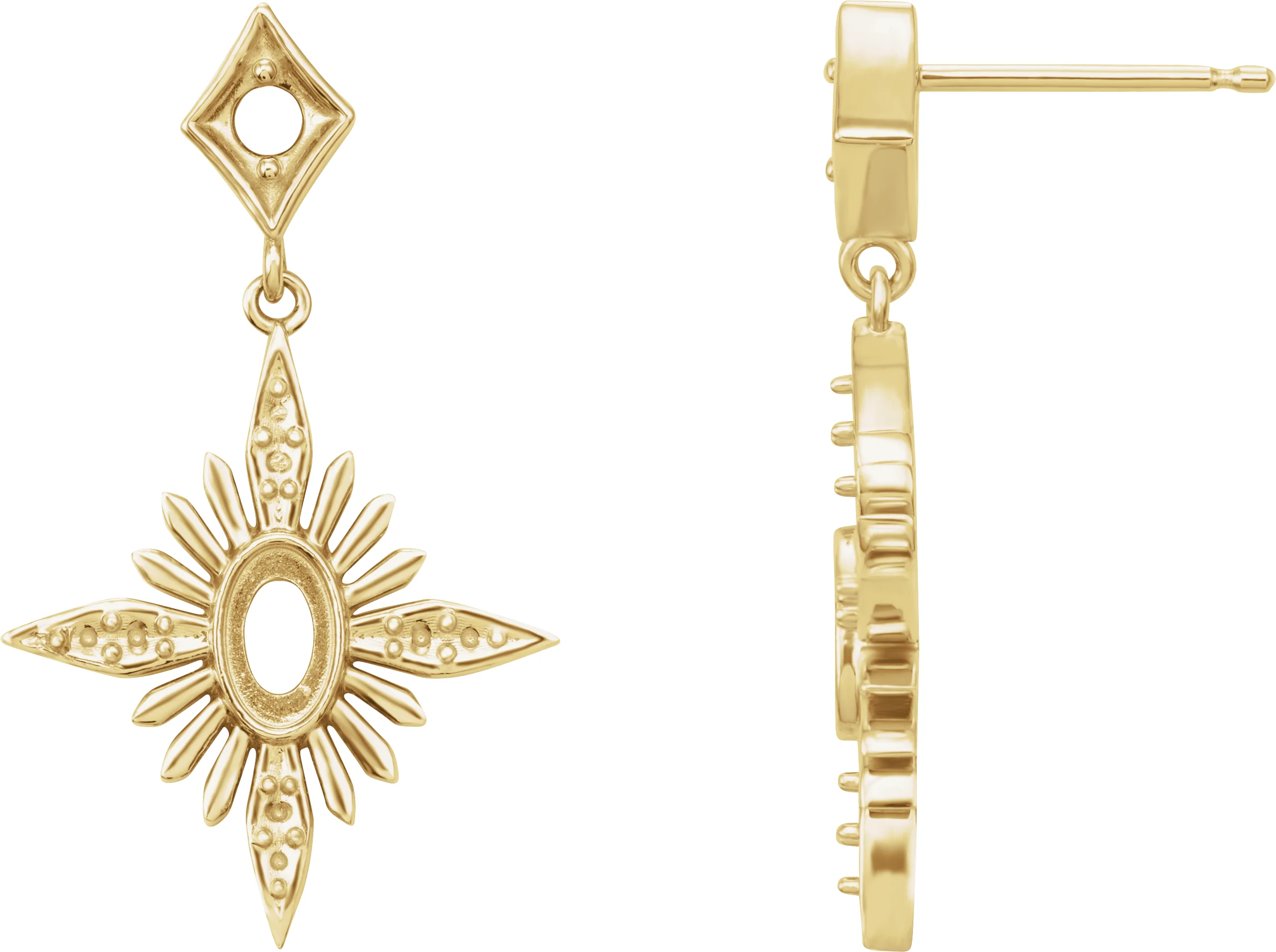 Accented Star Earrings engagement ring setting