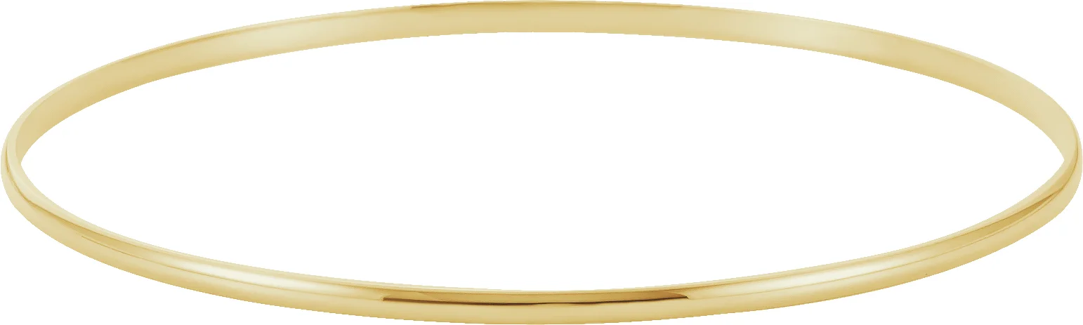 Engravable Half Round Bangle Bracelet in 14K Yellow Gold | Haejin Jewelry Brooklyn