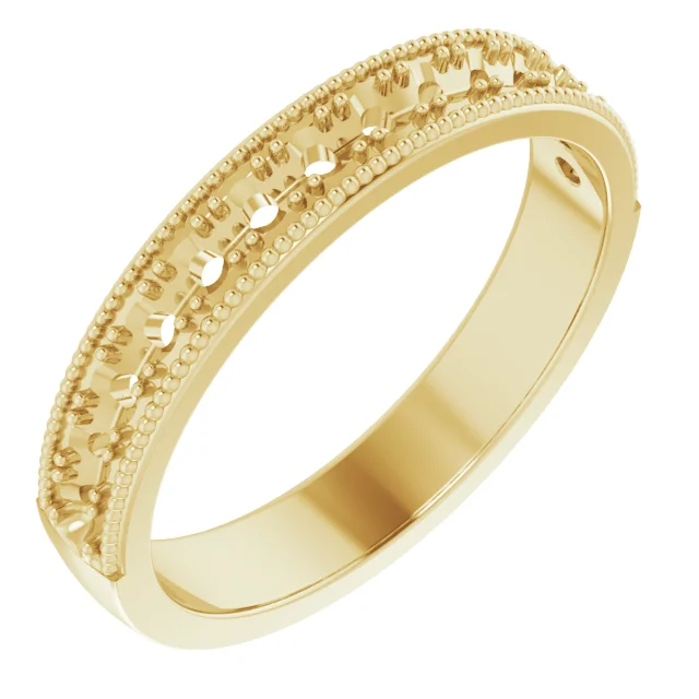 Milgrain Edge Anniversary Band band in 14K White Gold | Haejin Jewelry Brooklyn