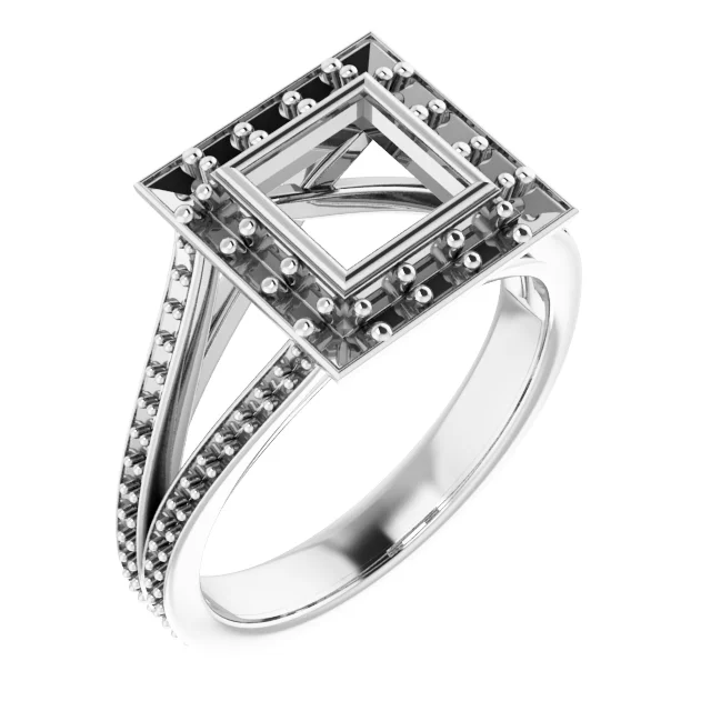 The Eleonore engagement ring setting in 14K White | Haejin Jewelry Brooklyn