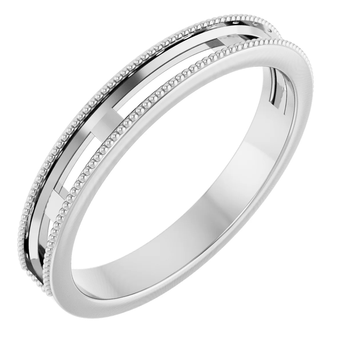 Channel-Set Milgrain Edge Anniversary Band band in 14K White Gold | Haejin Jewelry Brooklyn