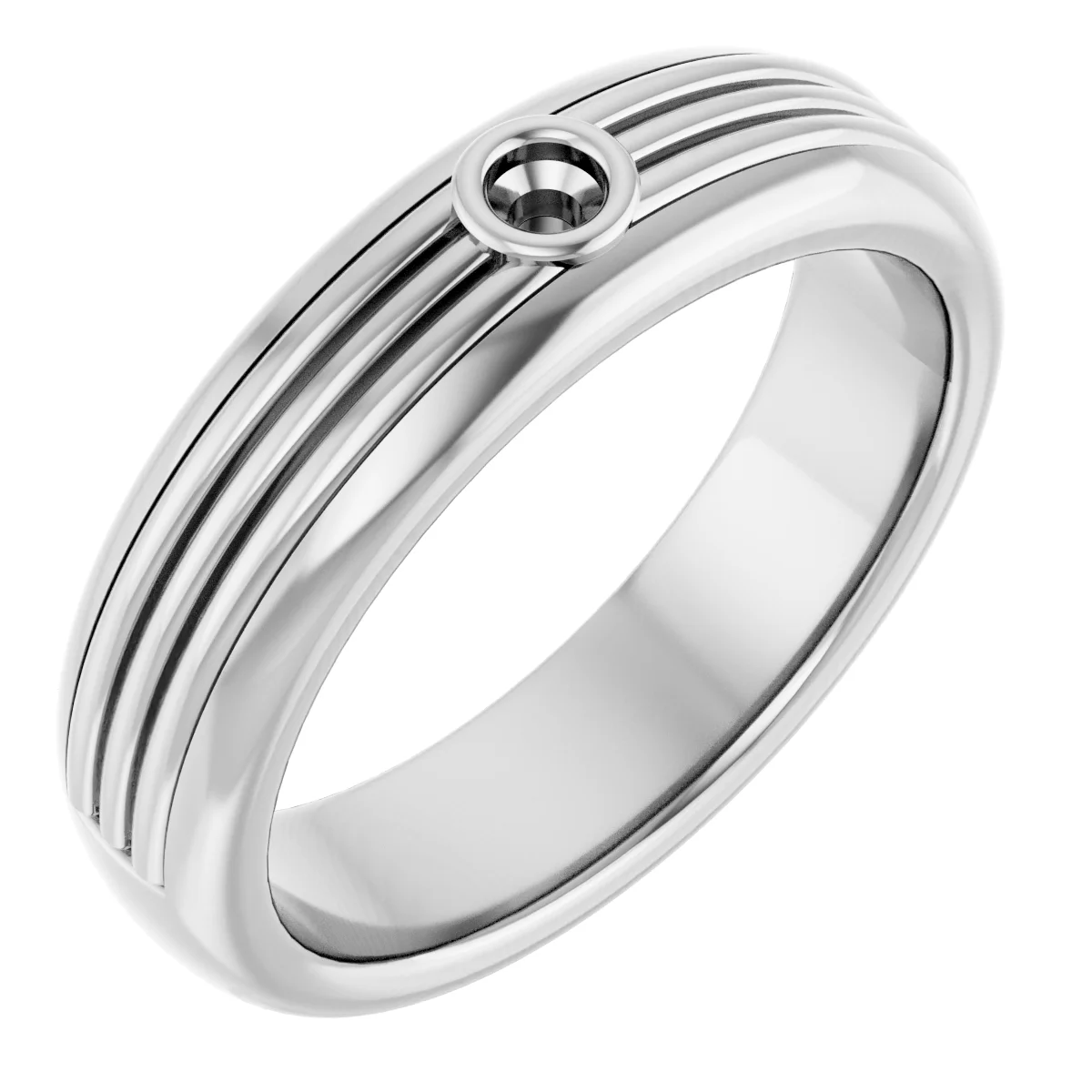 Grooved Comfort-Fit Bezel-Set Solitaire Band engagement ring setting