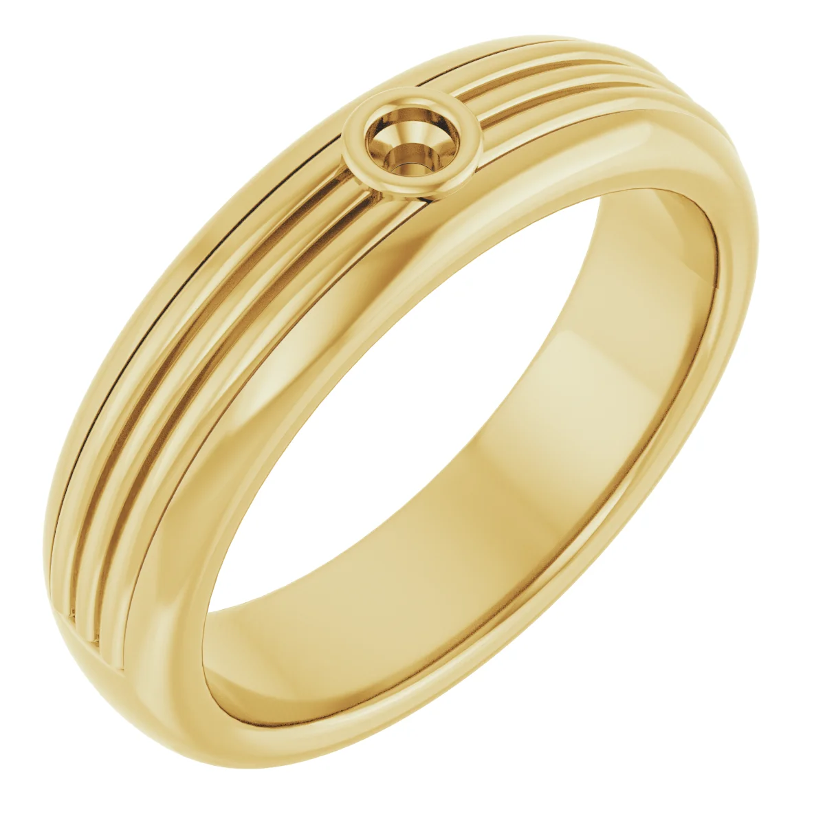 Grooved Comfort-Fit Bezel-Set Solitaire Band band in 14K White Gold | Haejin Jewelry Brooklyn