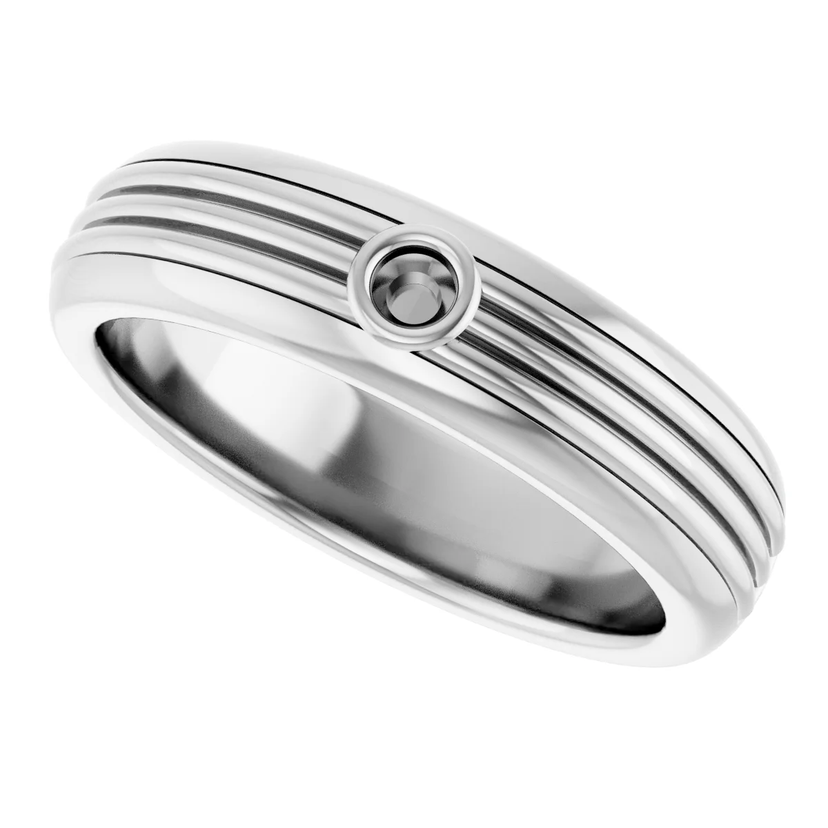 Grooved Comfort-Fit Bezel-Set Solitaire Band view 5
