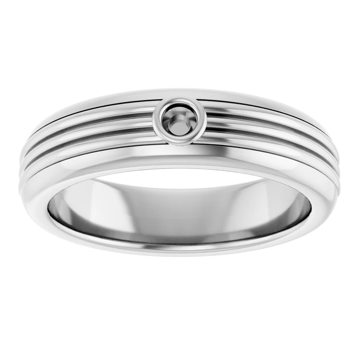 Grooved Comfort-Fit Bezel-Set Solitaire Band view 3