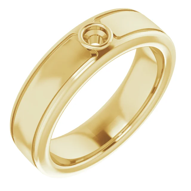 Grooved Bezel-Set Solitaire Band    band in 14K White Gold | Haejin Jewelry Brooklyn