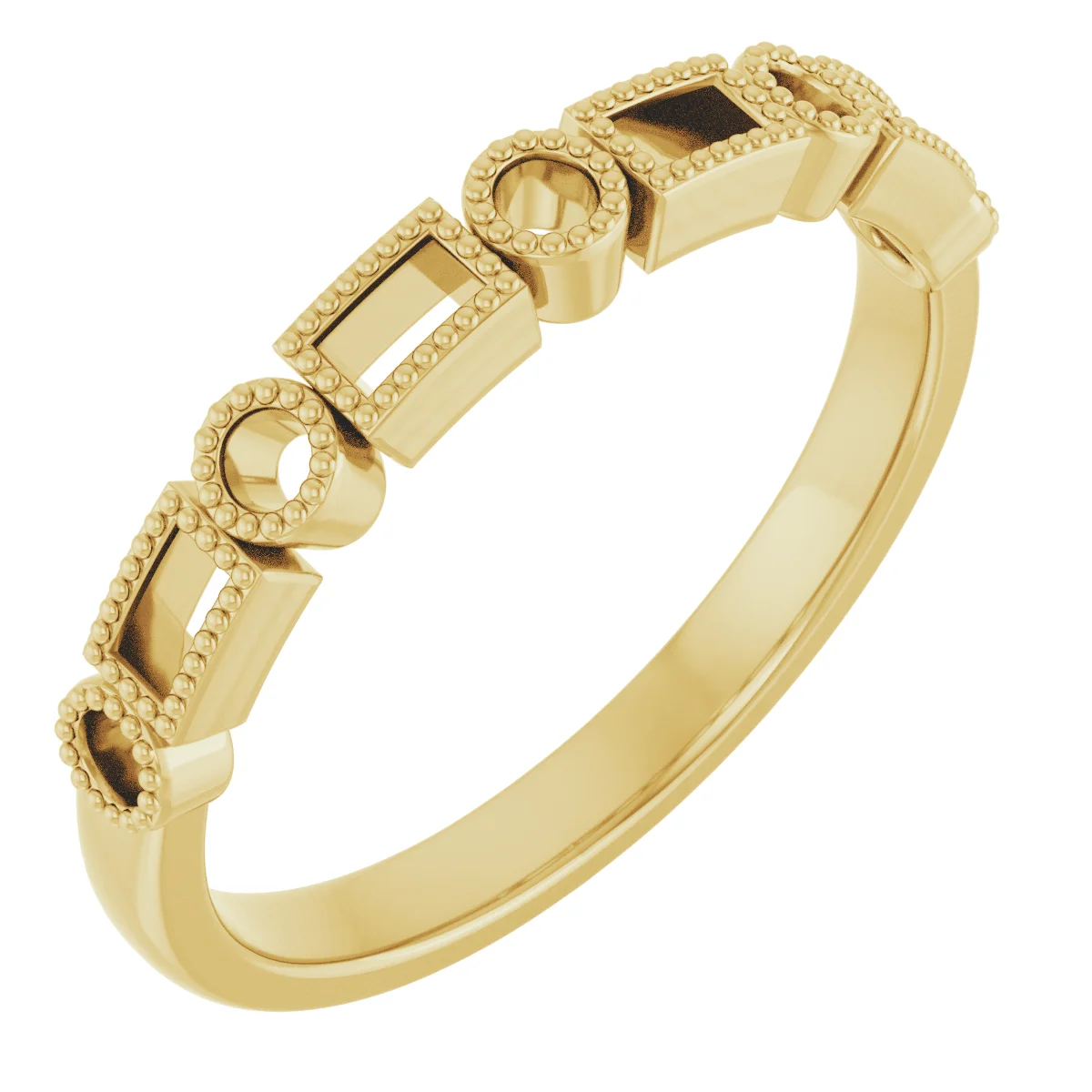 Beaded Multi-Shape Anniversary Band band in 14K White Gold | Haejin Jewelry Brooklyn
