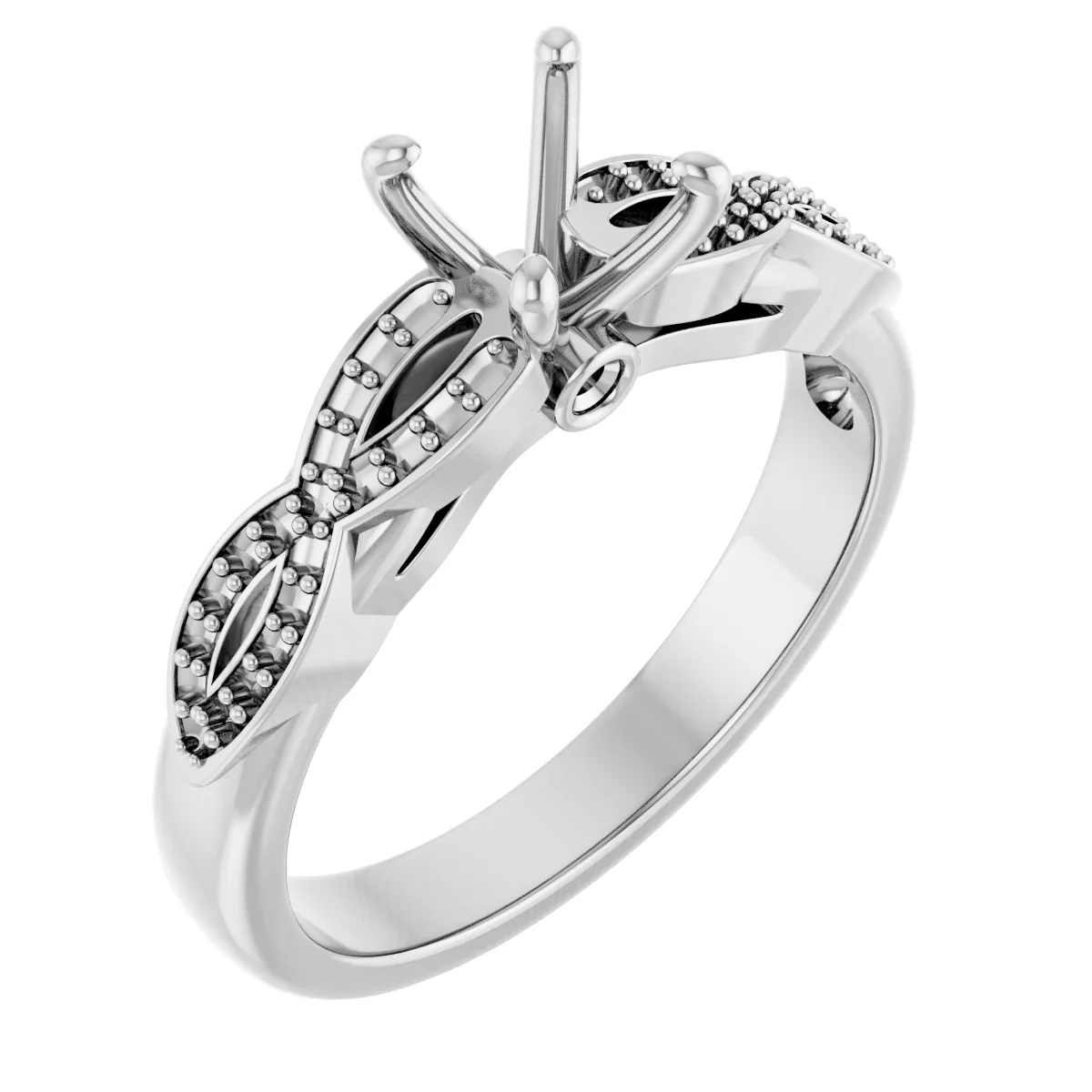 The Alma engagement ring setting in 14K White | Haejin Jewelry Brooklyn