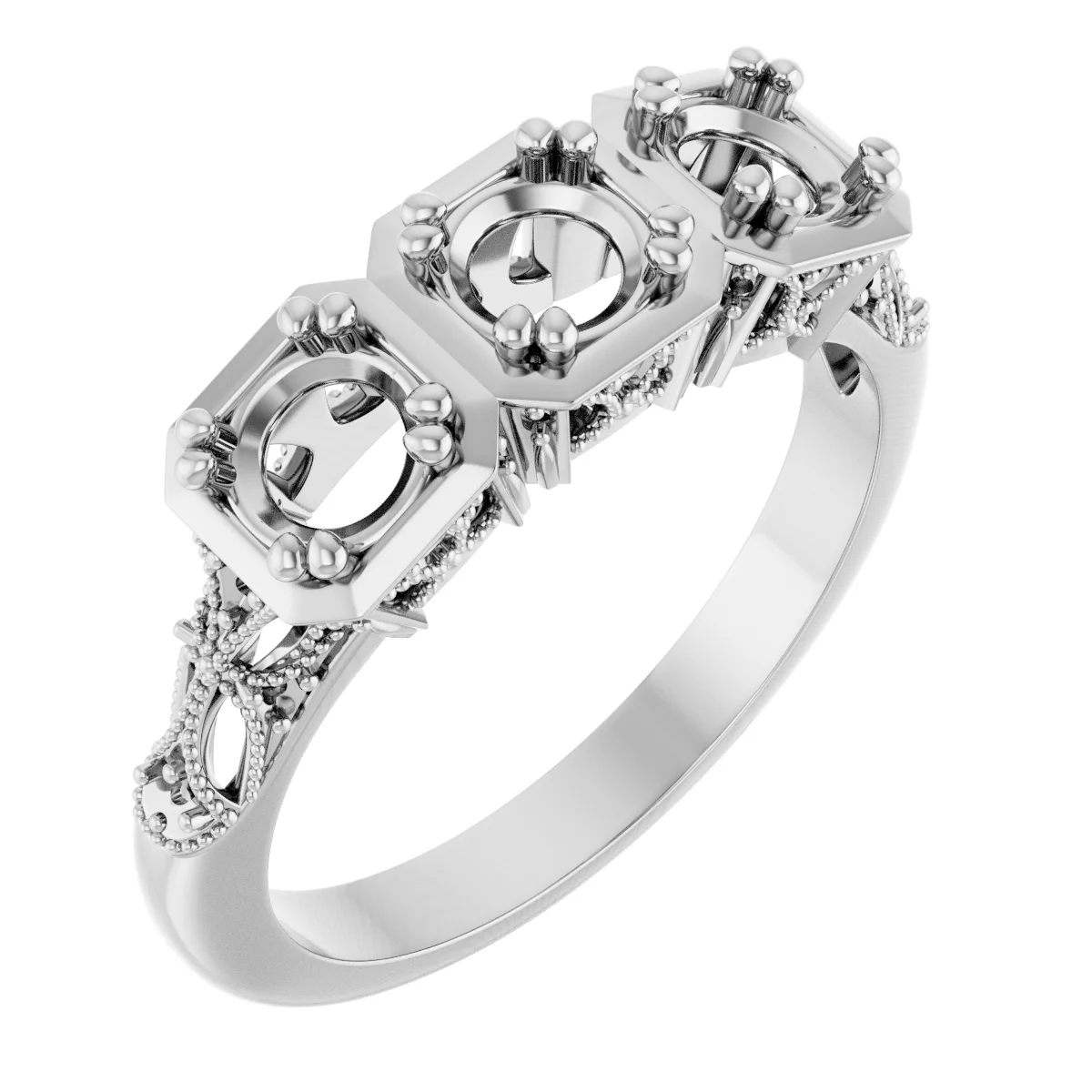 Vintage-Inspired Three-Stone Anniversary Band     engagement ring setting