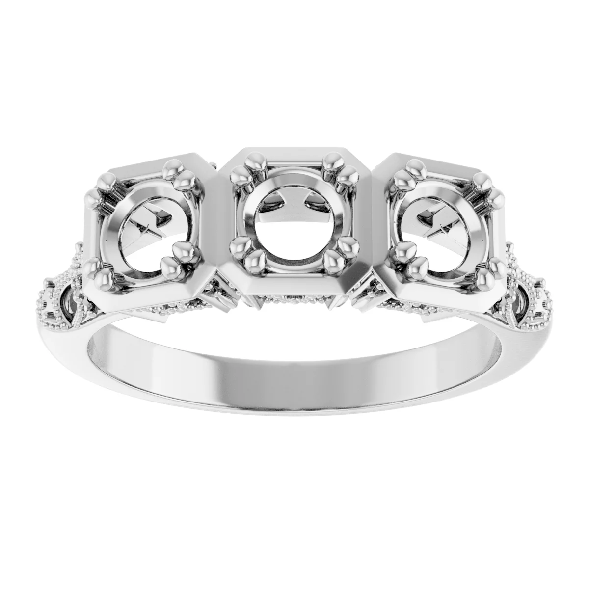 Vintage-Inspired Three-Stone Anniversary Band     view 3