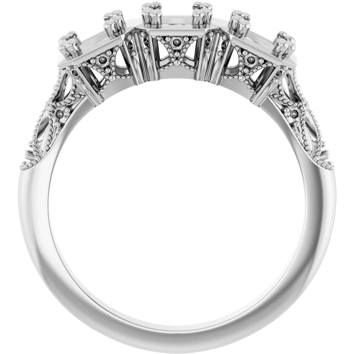 Vintage-Inspired Three-Stone Anniversary Band     view 2