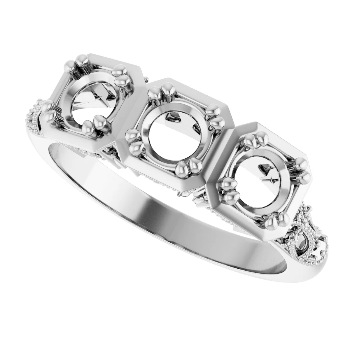 Vintage-Inspired Three-Stone Anniversary Band     view 5