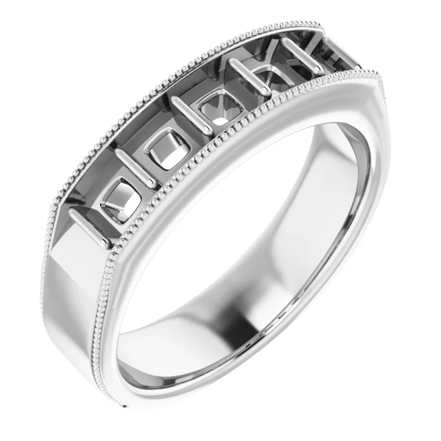 Five-Stone Milgrain Band engagement ring setting