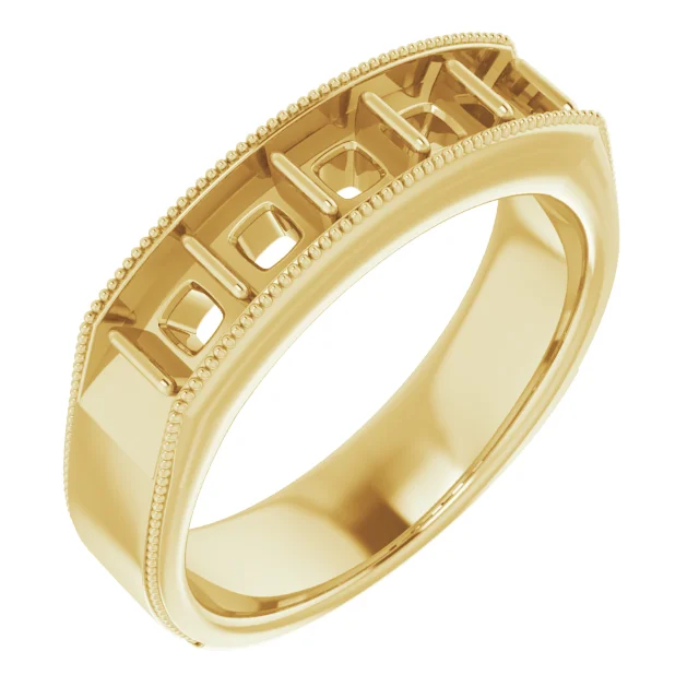 Five-Stone Milgrain Band band in 14K White Gold | Haejin Jewelry Brooklyn