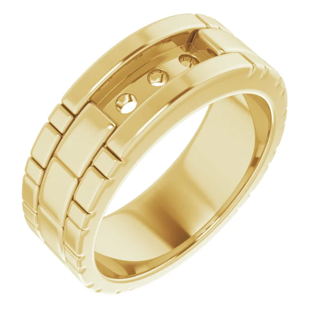 Three-Stone Band band in 14K White Gold | Haejin Jewelry Brooklyn