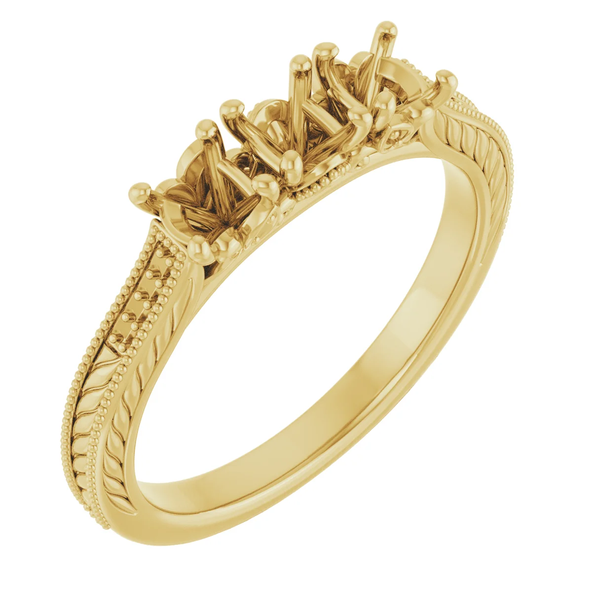 Accented Sculptural Three-Stone Anniversary Band  band in 14K White Gold | Haejin Jewelry Brooklyn