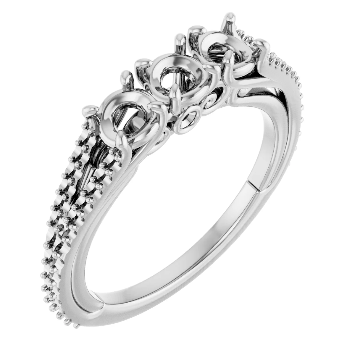 Three Points band in 14K White Gold | Haejin Jewelry Brooklyn