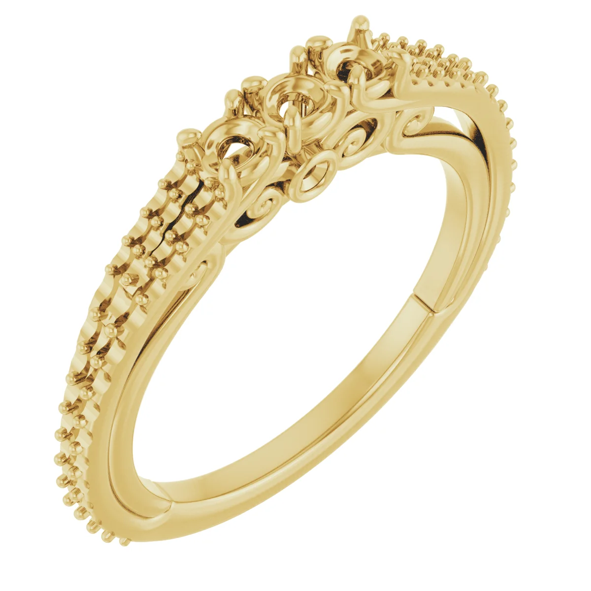 Three Points band in 14K White Gold | Haejin Jewelry Brooklyn