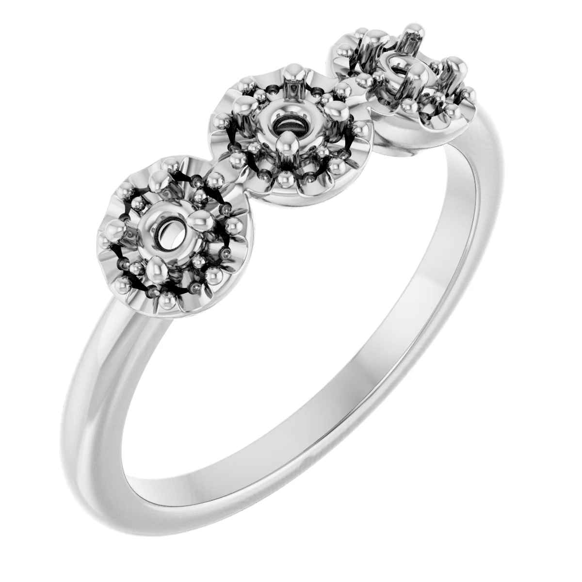 Three-Stone Halo-Style Anniversary Band engagement ring setting