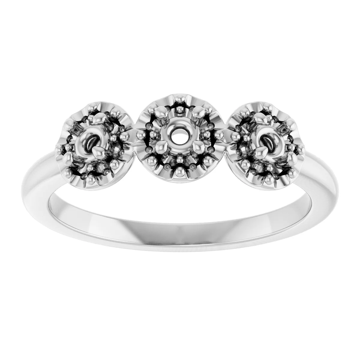Three-Stone Halo-Style Anniversary Band view 3