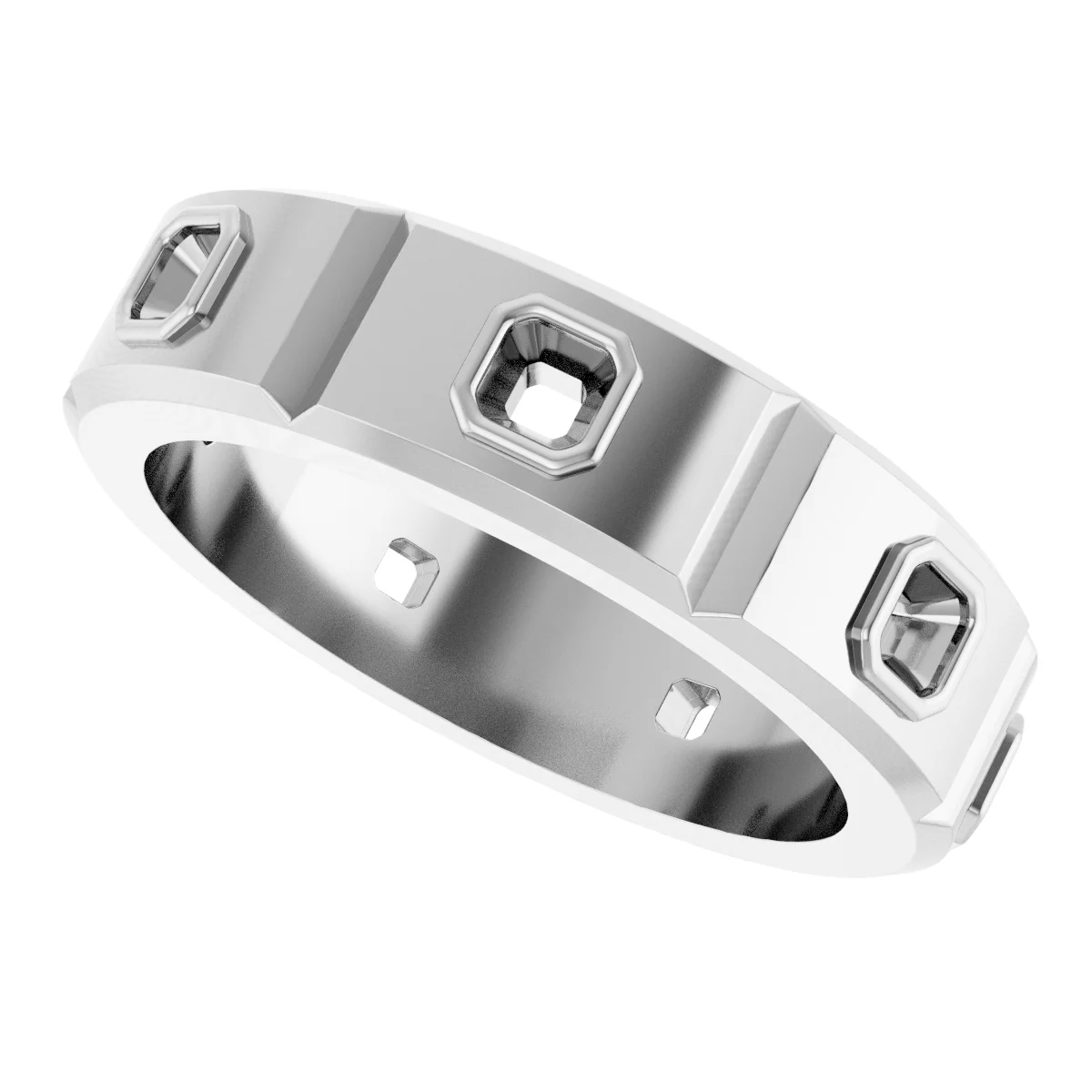 Bezel-Set Beveled-Edge Geometric Band view 5