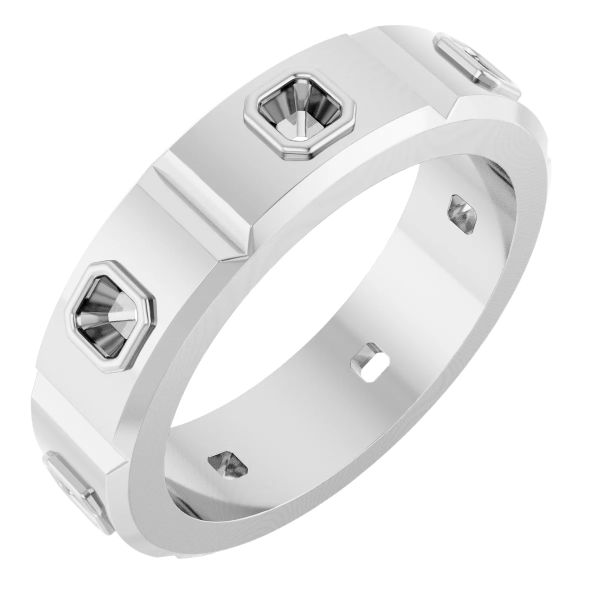 Bezel-Set Beveled-Edge Geometric Band engagement ring setting