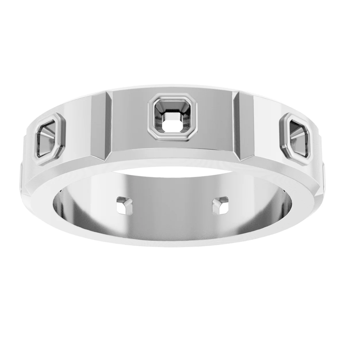 Bezel-Set Beveled-Edge Geometric Band view 3
