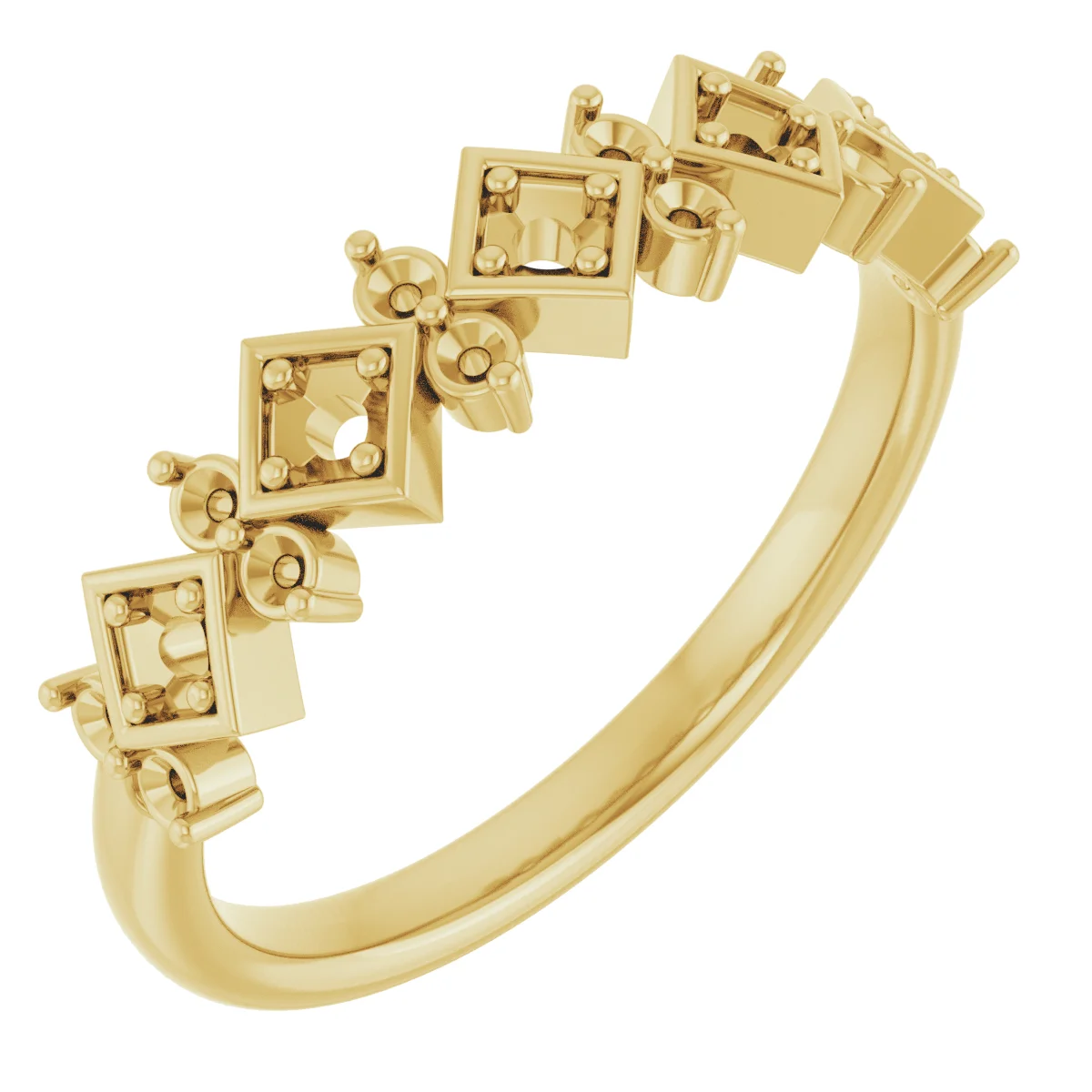 Geometric Five-Stone Anniversary Band band in 14K White Gold | Haejin Jewelry Brooklyn
