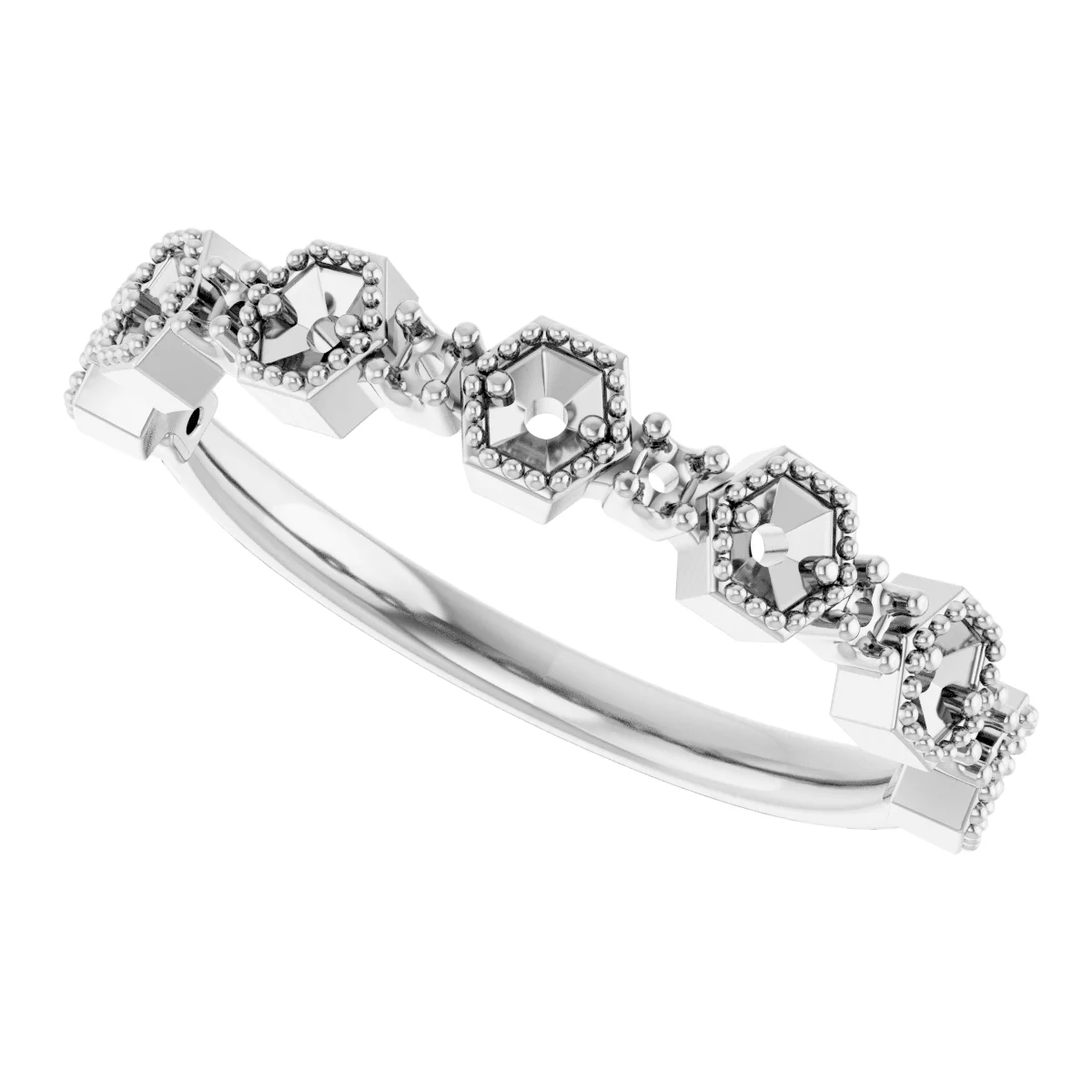 Beaded Geometric Anniversary Band view 5