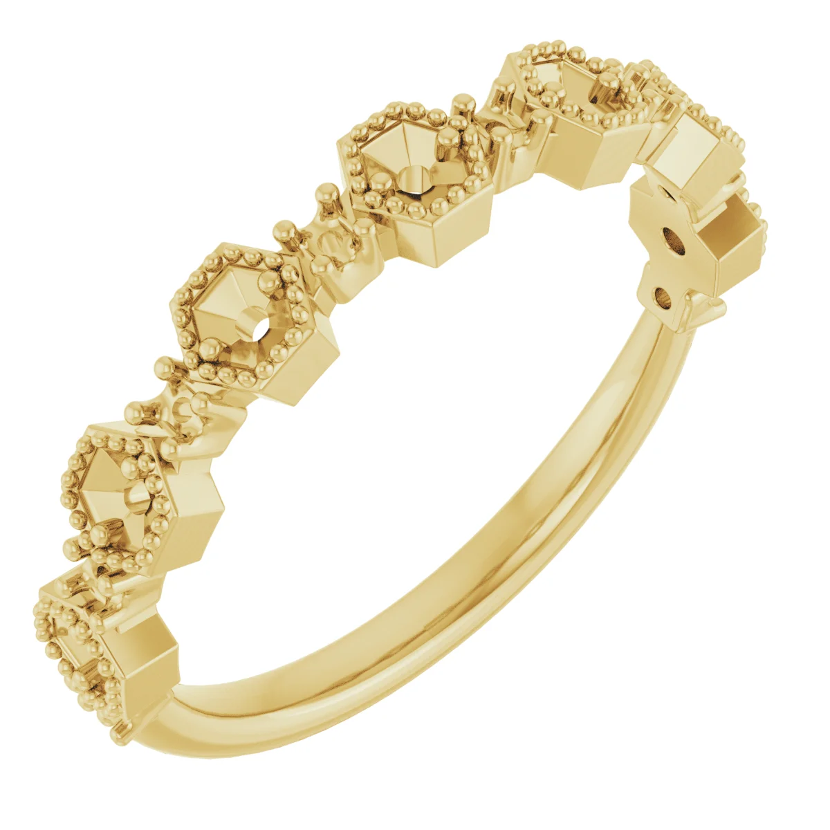 Beaded Geometric Anniversary Band band in 14K White Gold | Haejin Jewelry Brooklyn
