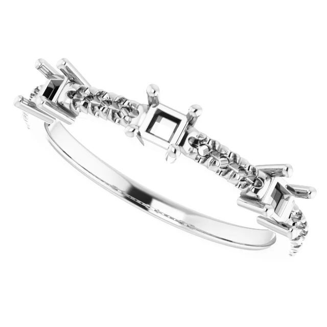 Accented Three-Stone Anniversary Band view 5