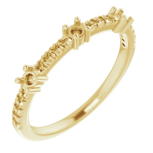Accented Three-Stone Anniversary Band band in 14K White Gold | Haejin Jewelry Brooklyn
