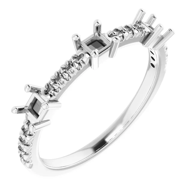 Accented Three-Stone Anniversary Band engagement ring setting