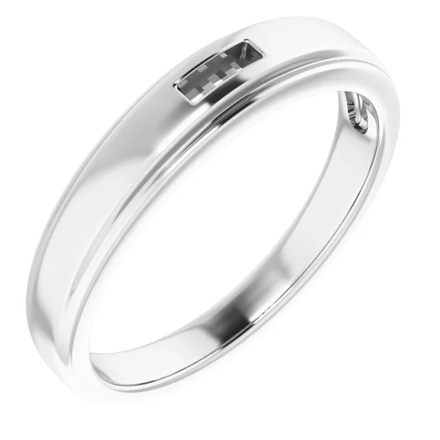 Stepped-Edge Three-Stone Tapered Band engagement ring setting