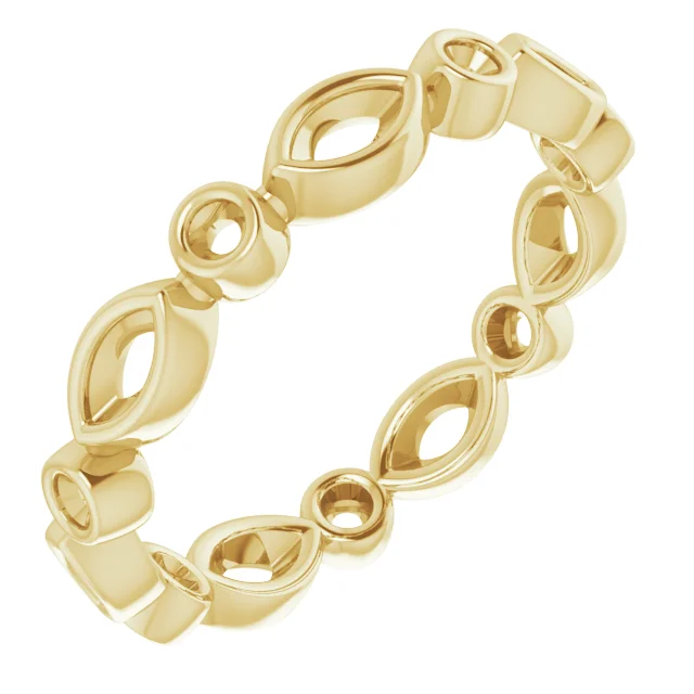 Multi Shape Bezel-Set Eternity Band   band in 14K White Gold | Haejin Jewelry Brooklyn