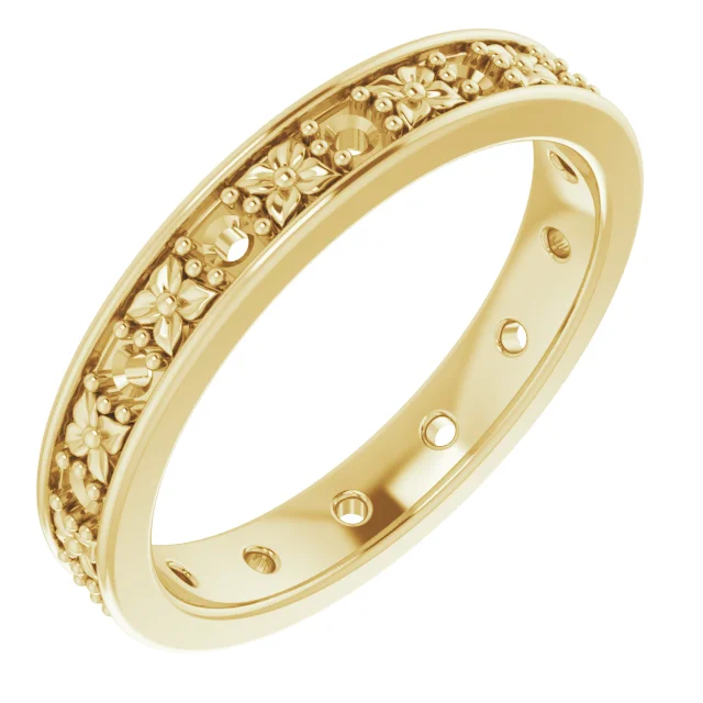 Floral Eternity Band band in 14K White Gold | Haejin Jewelry Brooklyn
