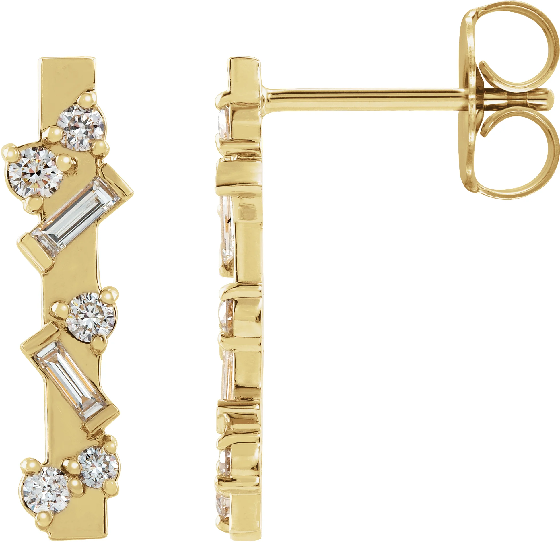 Scattered Bar Earrings in 14K Yellow Gold | Haejin Jewelry Brooklyn