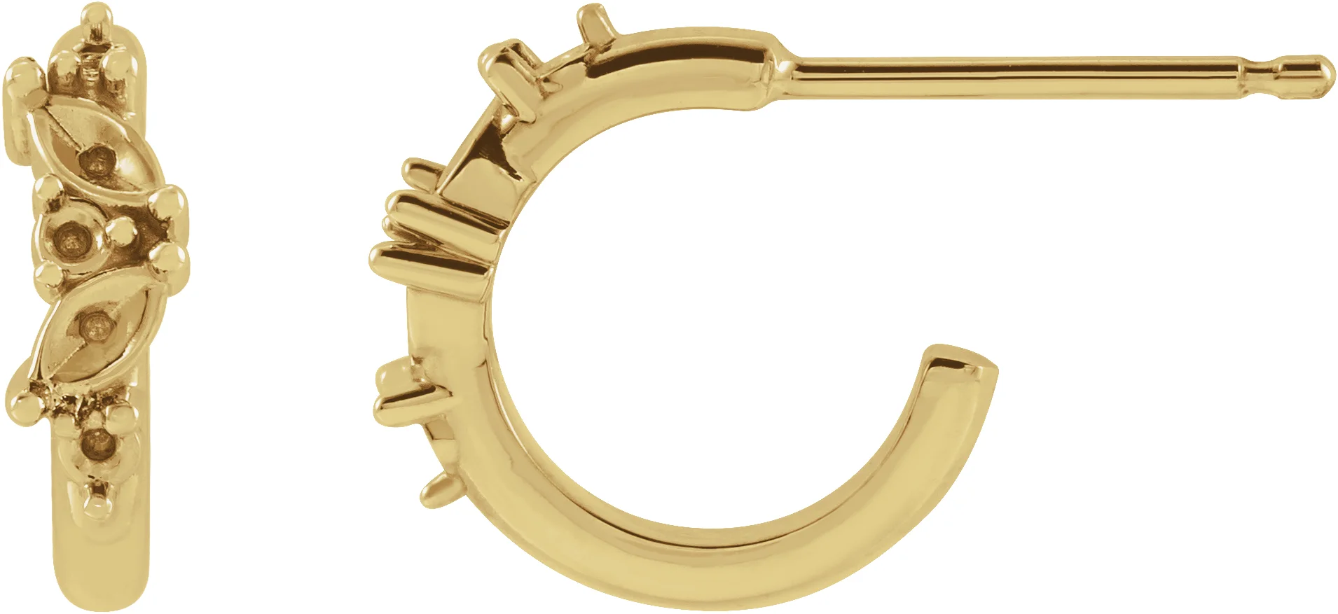 Accented Huggie Earrings in 14K Yellow Gold | Haejin Jewelry Brooklyn