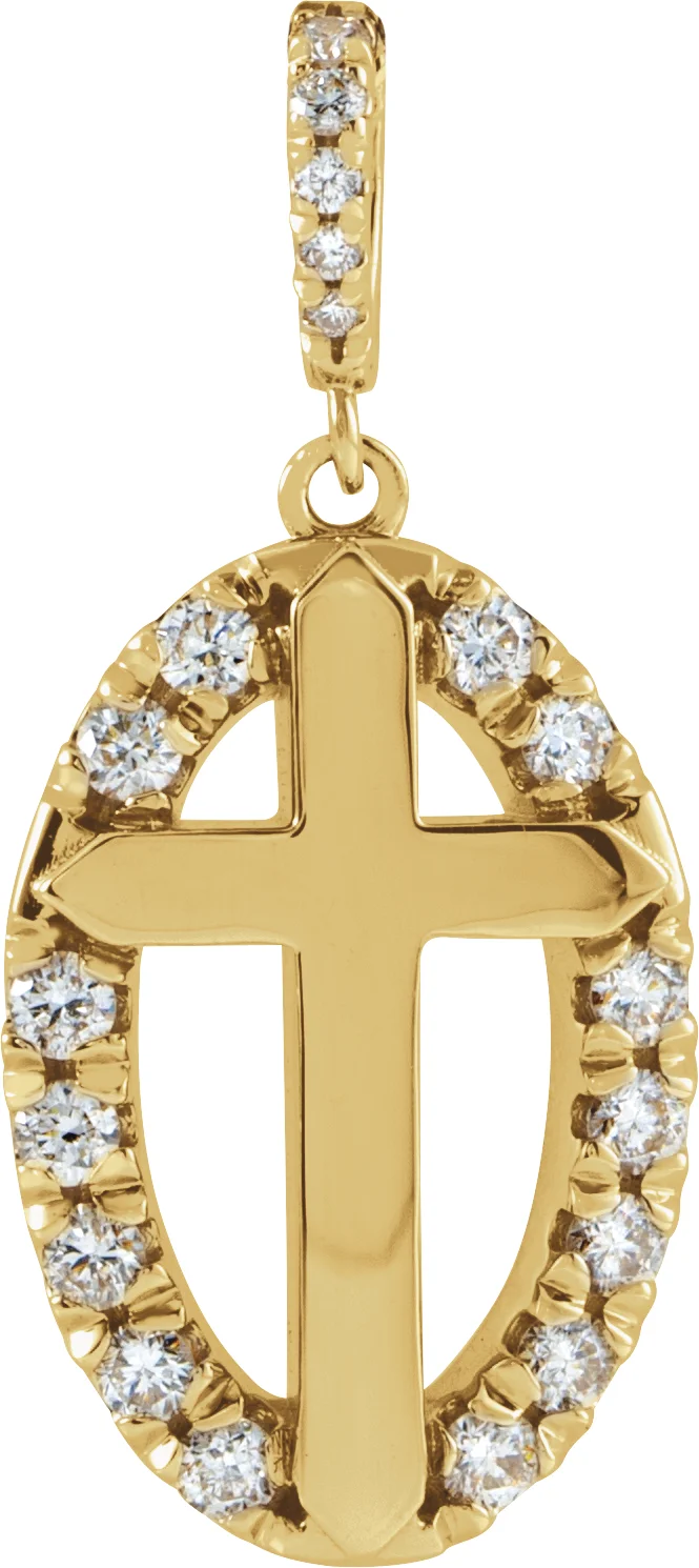 Halo-Style Cross Necklace or Pendant in 14K Yellow Gold | Haejin Jewelry Brooklyn