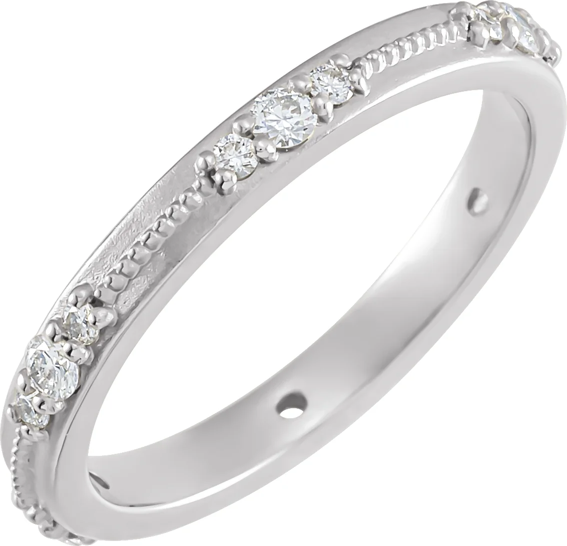Milgrain Eternity Band with Bead Blast Finish engagement ring setting