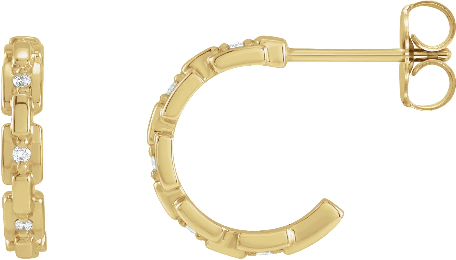 Accented Chain Link Huggies engagement ring setting